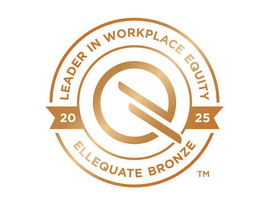 a gold logo with a circle and a ribbon