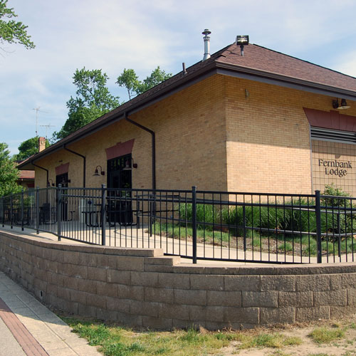 a building with a fence