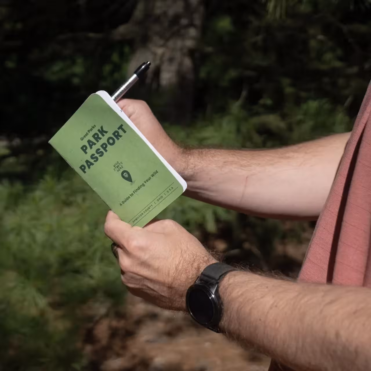 Hiker using their Great Parks Park Passport