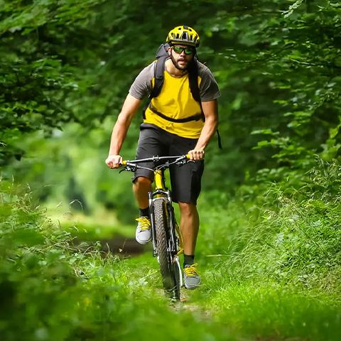 a man riding a bicycle