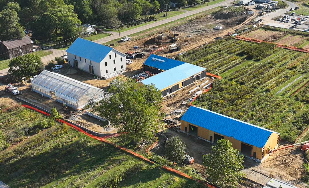 Aerial view of construction at Shaker Trace Nursery