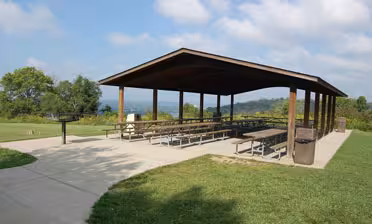 picnic shelter at woodland mound