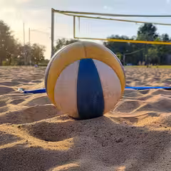a volleyball on a beach