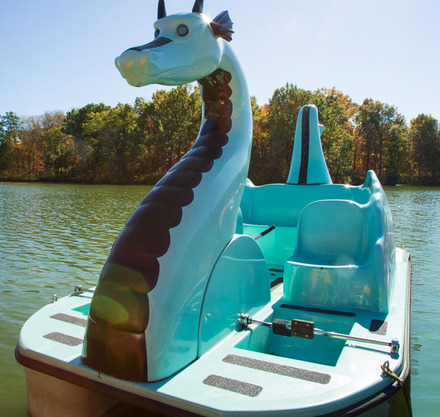 a boat with a dragon head on it