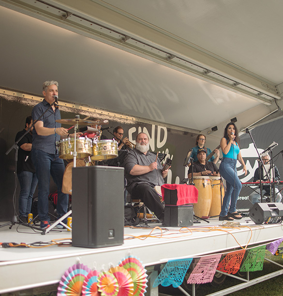 A band playing at the Hispanic Heritage Festival